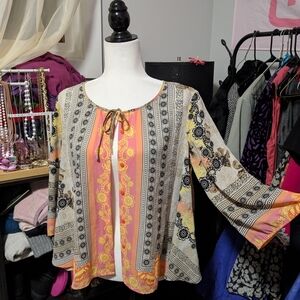 Floral Bohemian Blouse with Bell Sleeves